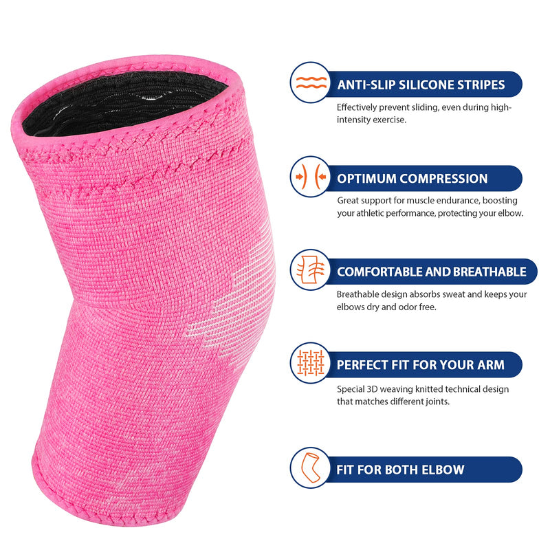 AVIDDA Elbow Support for Women (Single Sleeve), Antislip Elbow Compression Sleeves Elbow Brace, Relief from Tennis, Golfers Elbow and Other Elbow Conditions, Pink M 1 - NewNest Australia