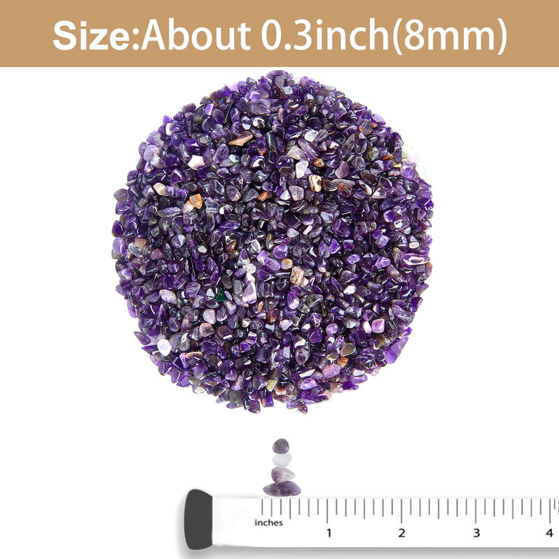 RIFNY Amethyst Tumbled Chips Stone, Quartz Natural Pebbles Crushed Crystal Rocks, Irregular Shaped Gravels for Vase Filler Air Plants Succulents Cactus Aquarium Decoration 1 lb(460Gram) Amethyst Stone - NewNest Australia
