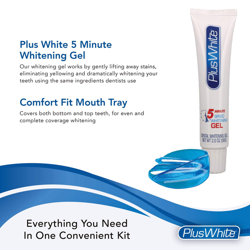Plus White Whitening Kit - 5 Minute Speed Whitening Gel & Comfort Fit Mouth Tray - Fast, Effective at-Home Teeth Whitening - Easy to Use, Gentle & Enamel Safe (2 oz) 2.0 Ounce (Pack of 1) - NewNest Australia