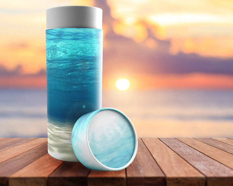 NewNest Australia - Oceanic Cremation Urn Biodegradable & Eco Friendly Cremation Urns for Adult Ashes, Burial Urns, Scattering Tube for Ashes, Scattering Urns for Human Ashes Adult Oceanic Large / Adult 