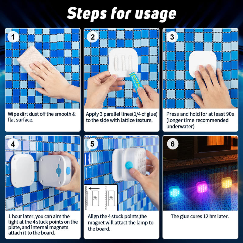 Purheme Rechargeable Submersible Pool Lights with Remote, Waterproof Underwater USB-C Charging Battery Operated Controlled 16 Color Changing LED Built-in Magnet Floating Lights Party Decoration 1 Pack 1 Set - NewNest Australia