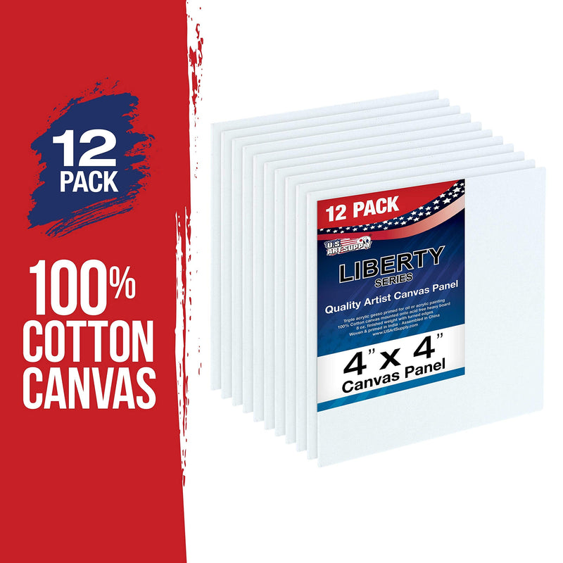 US Art Supply 4 X 4 inch Professional Artist Quality Acid Free Canvas Panel Boards 12-Pack (1 Full Case of 12 Single Canvas Panel Boards) 4" x 4" - NewNest Australia