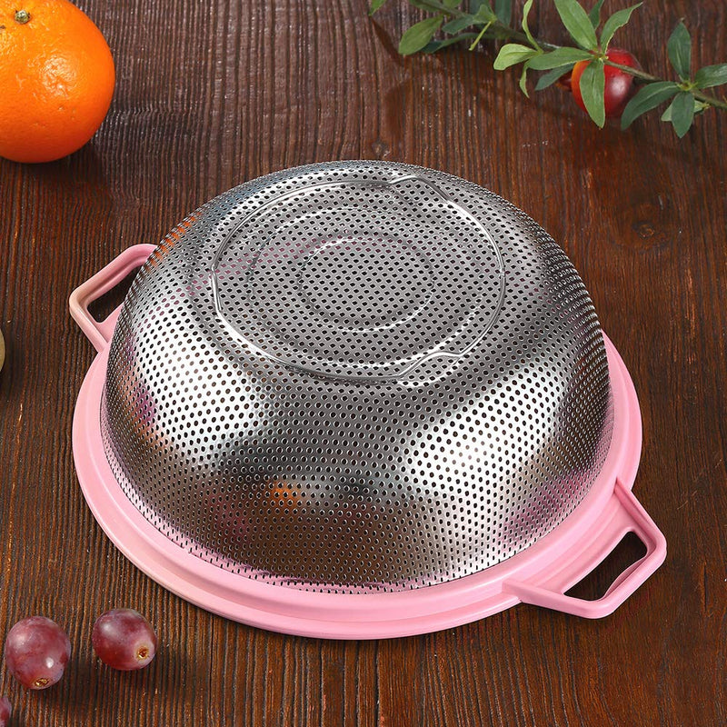 Stainless Steel Colander With Handle and Legs, Large Metal Pink Strainer for Pasta, Spaghetti, Berry, Veggies, Fruits, Noodles, Salads, 5-quart 10.5” Kitchen Food Mesh Colander, Dishwasher Safe - NewNest Australia