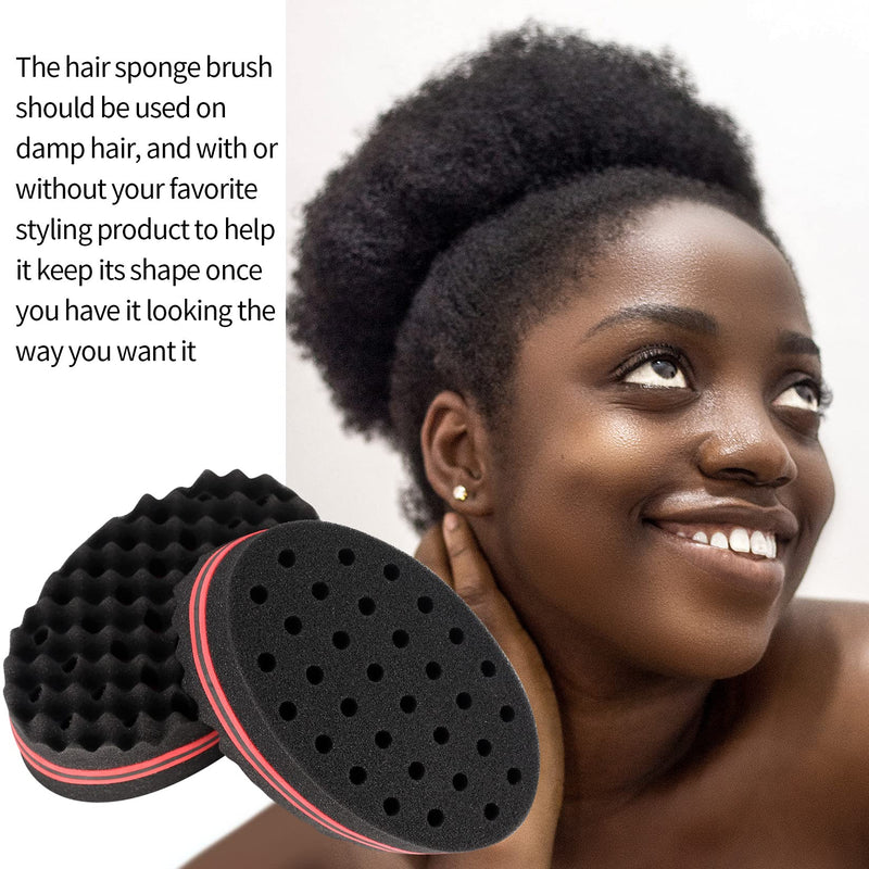 4 Pcs Big and Small Holes Hair Sponge Brushes, Afro Coils Hair Curls Brushes, Barbers Wave Hair Twist Sponge Brush, Double Sides Hairbrushes for Twists and Dreads, Home and Barber - NewNest Australia
