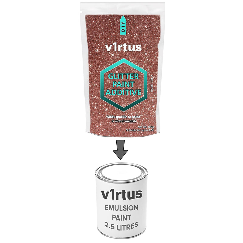 v1rtus Glitter Paint Additive Crystals for Acrylic Paint – Interior and Exterior, Painting, Ceiling, Wood, Varnish, Matte, Gloss and Walls 100g / 3.5oz - Rose Gold - NewNest Australia