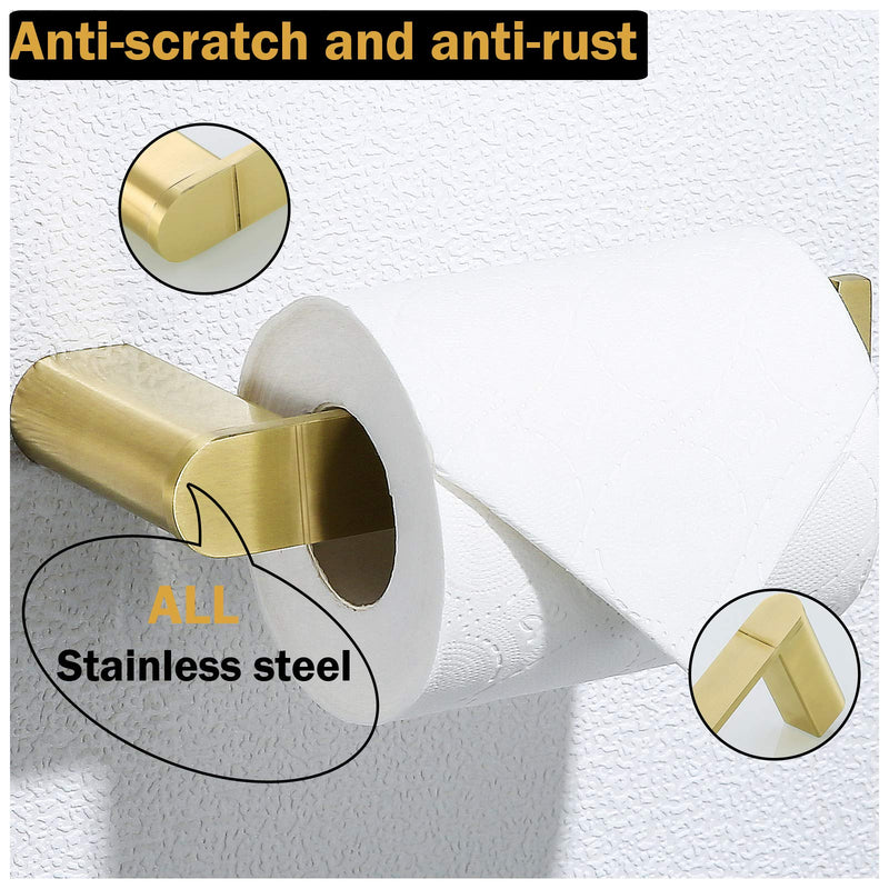 Brushed Gold Bathroom Hardware Accessories Toilet Paper Holder SUS 304 Stainless Steel Tissue Paper Roll Holder Nordic Minimalism Contemporary Hotel Style Wall Mount. - NewNest Australia