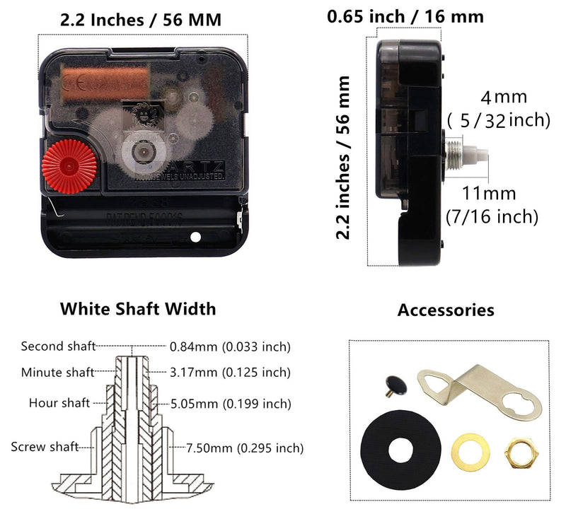 NewNest Australia - Youngtown 12888 Movement for Clock Repair Replacement 11mm (7/16 Inch) Shaft Length.4mm(5/32 Inch) Thread Length. 7/16 inch total shaft length 