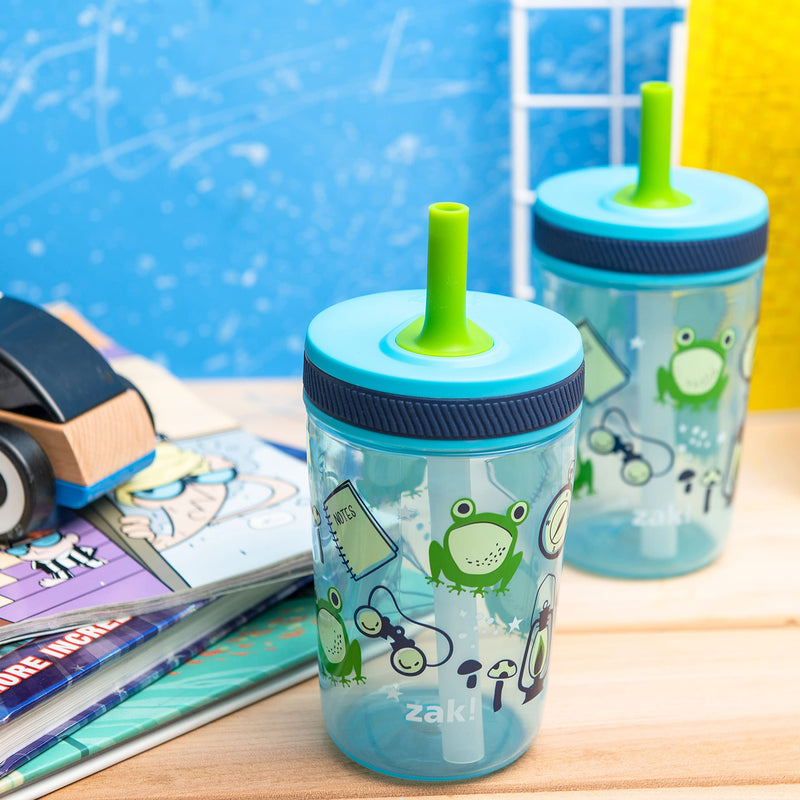 Zak Designs Kelso 15 oz Tumbler 2pc Set, ( Campout ) Non-BPA Leak-Proof Screw-On Lid with Straw Made of Durable Plastic and Silicone, Perfect Baby Cup Bundle for Kids - NewNest Australia