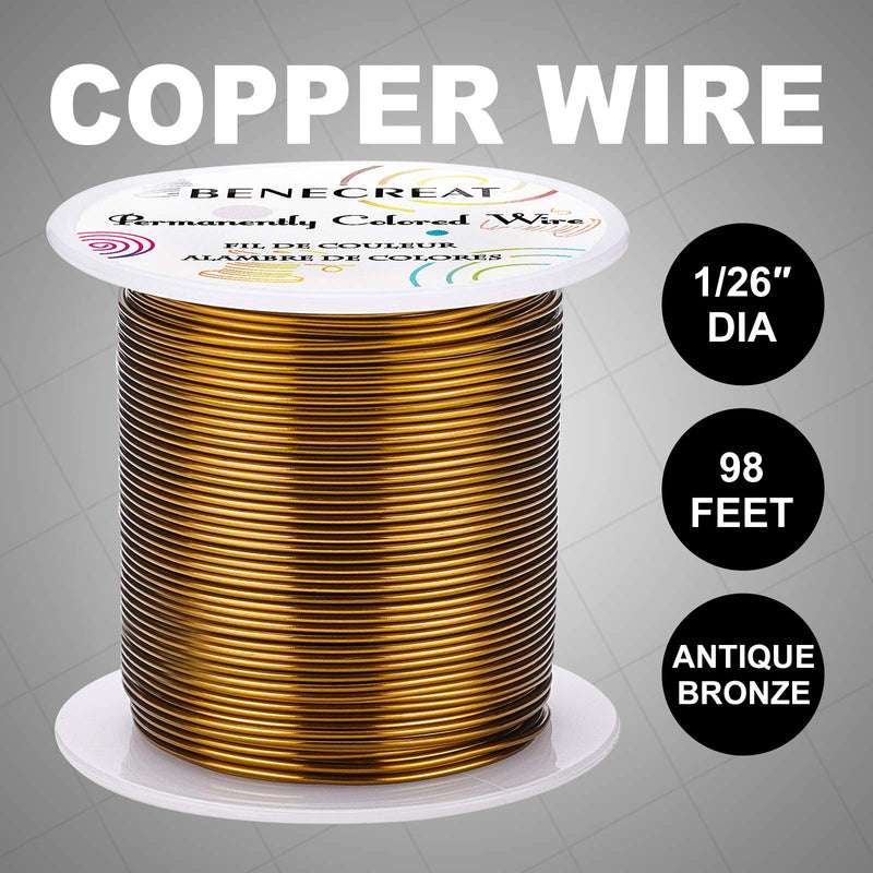 BENECREAT 18 Gauge 32 Yards Jewelry Beading Wire Tarnish Resistant Copper Wire for Beading Wrapping and Other Jewelry Craft Making, Antique Bronze - NewNest Australia