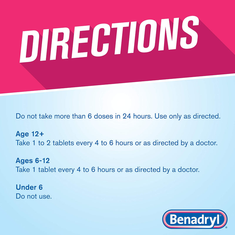 Benadryl Ultratabs Antihistamine Allergy Medicine, Diphenhydramine HCl Tablets, 48 ct 48 Count (Pack of 1) - NewNest Australia