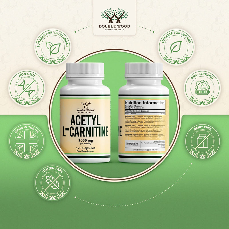 DW L Carnitine Capsules | 120 high-dose acetyl L carnitine – 1000mg L-carnitine per serving | GMO and gluten free L-Carnitine | Made in Britain - NewNest Australia