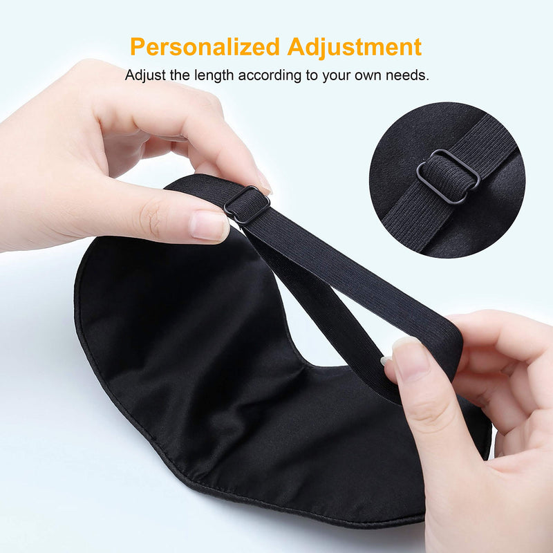 Silk Sleep Mask, Eye Mask, Gritin Light-Blackout Design Ultra Soft & Comfortable 100% Natural Silk Sleeping Mask Eye Blinder with Adjustable Strap and Ear Plug for Men, Women and Kids Black - NewNest Australia