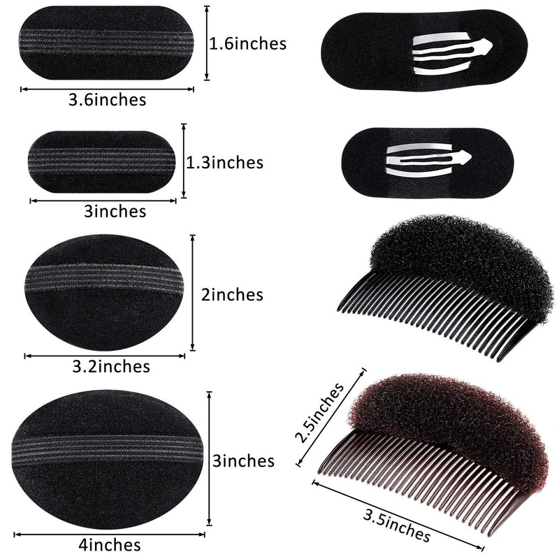 Bump It Up Volume Hair Base Set Styling Insert Braid Tool Hair Bump Up Comb Clip Sponge Bun Hair Pad Accessories for Women Girls DIY Hairstyle (14 Pieces) - NewNest Australia