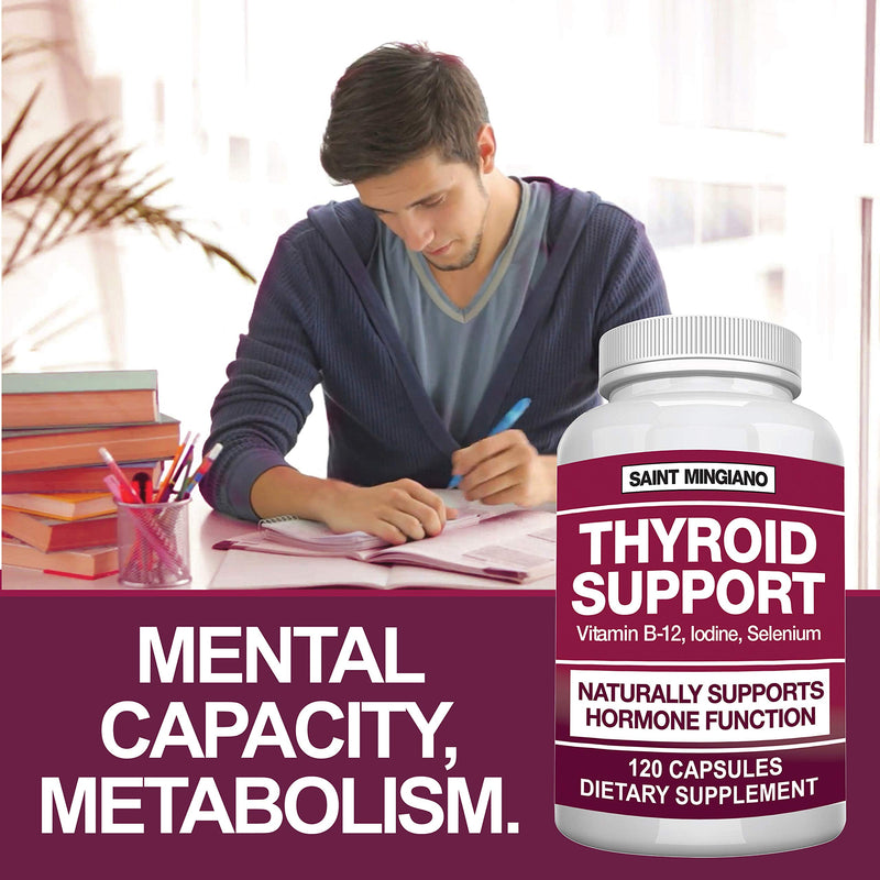 Thyroid Support Supplement with Iodine |120 Capsules to Help Body Mass & Improve Energy, Cardiovascular, Energy & Focus Formula | 14 Natural Vitamins - NewNest Australia