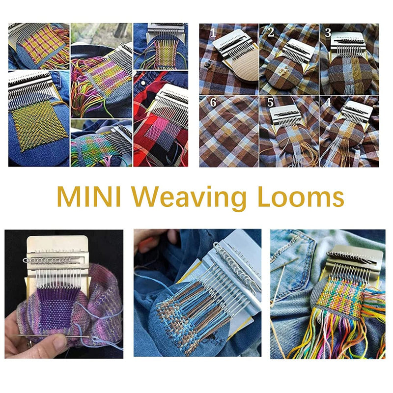 Spencertoys Small Loom Speedweve Type Weave Tool - Mini Wooden Weaving Kit Convenient Darning Mending Knitting for Craft DIY Arts Jeans, Socks and Clothes (14 Hooks) 14 Hooks - NewNest Australia