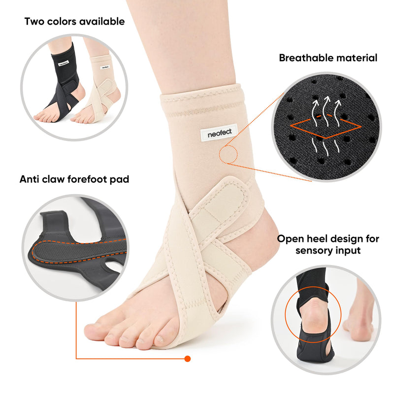 NEOFECT Drop Foot Brace Beige Right MEDIUM, foot splint for foot drop, ankle bandage for foot drop, lifting shoes, stroke hemiplegia foot support, foot orthosis for foot drop weakness - NewNest Australia