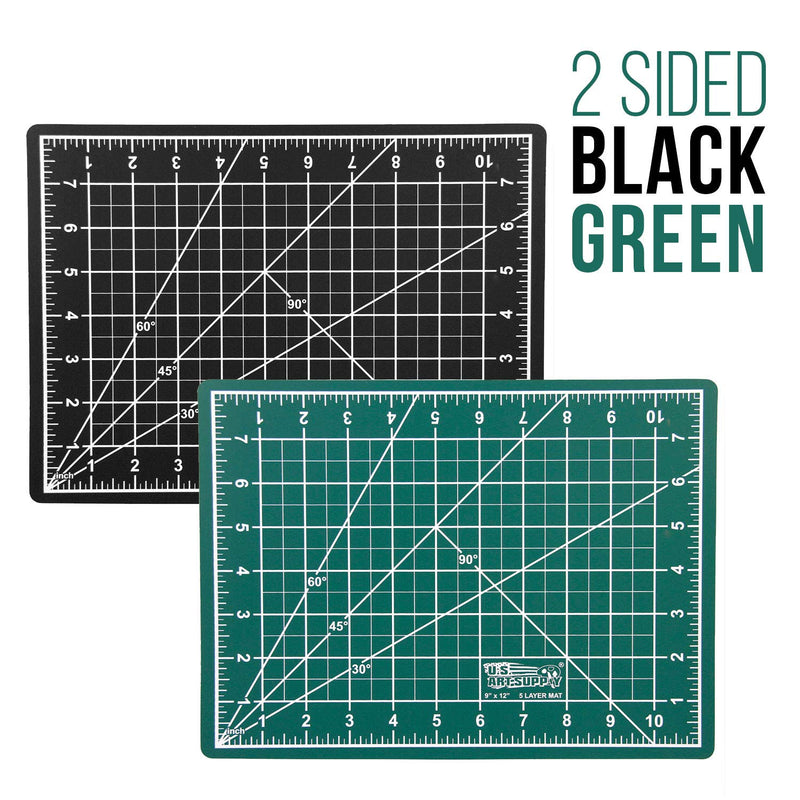 U.S. Art Supply 9" x 12" Green/Black Professional Self Healing 5-Ply Double Sided Durable Non-Slip PVC Cutting Mat Great for Scrapbooking, Quilting, Sewing and All Arts & Crafts Projects 9" x 12" - NewNest Australia