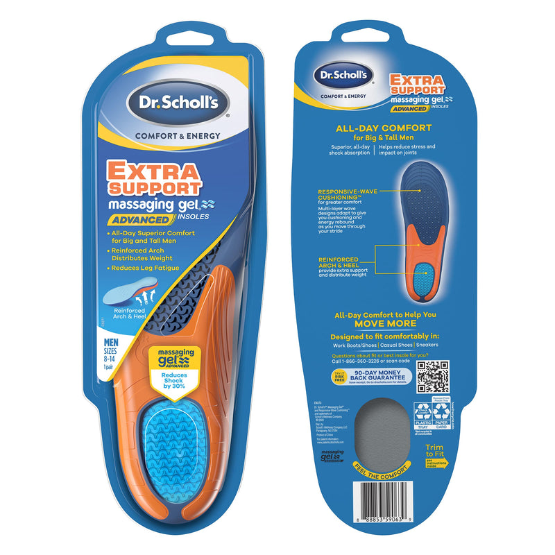 Dr. Scholl’s Extra Support Insoles Superior Shock Absorption and Reinforced Arch Support for Big & Tall Men to Reduce Muscle Fatigue So You Can Stay on Your Feet Longer (for Men's 8-14) 1 Count (Pack of 1) - NewNest Australia