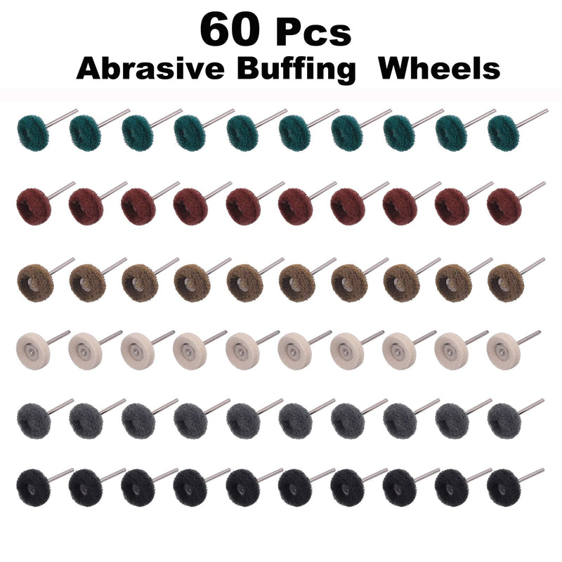60 Pack Abrasive Wheels, Rocaris 1“ Abrasive Buffing Polishing Wheels Burr for Rotary Tools-1/8" Shank，Polishing bits - NewNest Australia