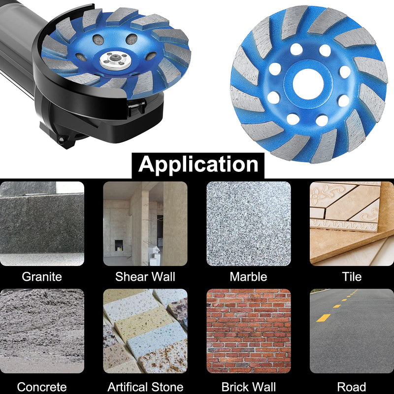 SUNJOYCO 4.5 inch Concrete Grinding Wheel, 12-Segment Heavy Duty Turbo Row Diamond Cup Grinding Wheel Angle Grinder Disc for Granite Stone Marble Masonry Concrete Fathers Day Gift Blue - NewNest Australia