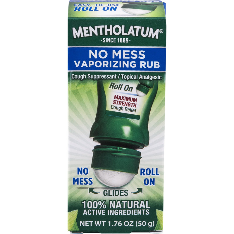 Mentholatum No Mess Vaporizing Rub with Easy-to-use Roll On Applicator, 1.76 Ounce (50g) - 100% Natural Active Ingredients for Maximum Strength Cough Relief 1.76 Ounce (Pack of 1) - NewNest Australia