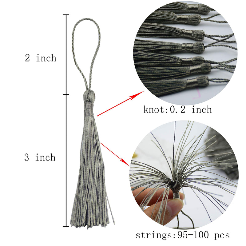 100pcs 13cm/5 Inch Silky Floss Bookmark Tassels with 2-Inch Cord Loop and Small Chinese Knot for Jewelry Making, Souvenir, Bookmarks, DIY Craft Accessory (#27) #27 - NewNest Australia