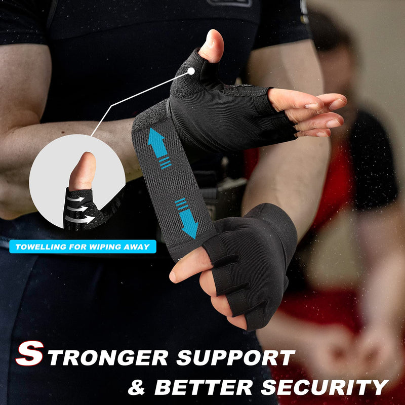 RYMNT Workout Gloves with Wrist Wrap Support, Weight Lifting Gloves with Full Palm Protection & Extra Grip for Men Women Gym Exercise, Cross Training, Weightlifting, Pull ups Black Medium - NewNest Australia