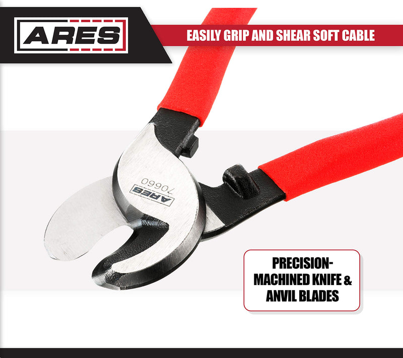 ARES 70660-10-Inch Electronics Cable Cutter Pliers - Coaxial Cable Cutter for Aluminum, Copper & Communications Cable - Heavy Duty Chrome Moly Steel Construction - NewNest Australia