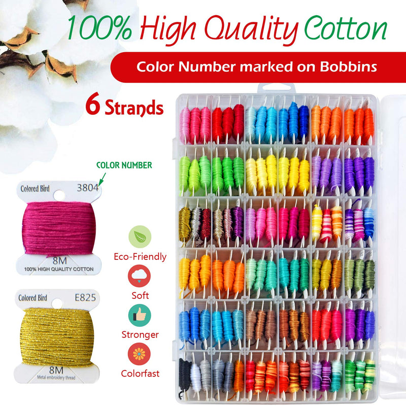 218pcs+ Embroidery Floss Cross Stitch Threads,Bracelet String Kit with Organizer Storage Box-Included 110pcs Friendship Bracelet Craft Floss,100pcs More Cross Stitch Tools Embroidery Kit for beginners - NewNest Australia