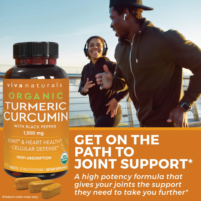Organic Turmeric Curcumin Supplement 1,500mg (90 Tablets) | with Black Pepper for Superior Absorption, High Potency Standardized to 95% Curcuminoids, Natural Joint Support - NewNest Australia