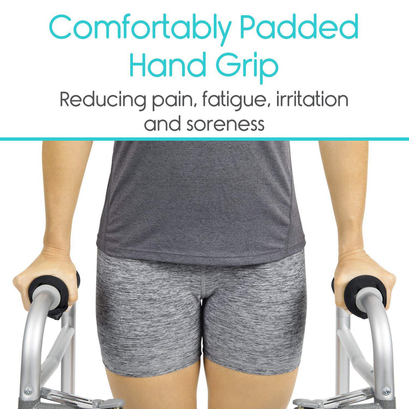 Walker Padded Hand Grip Covers, 1 Pair Mobility Aid Hand Cushion, Non-Slip Breathable Soft Cushion Padding for Folding Rolling Wheelchair, Rollator Handle, Crutch Handle Black - NewNest Australia