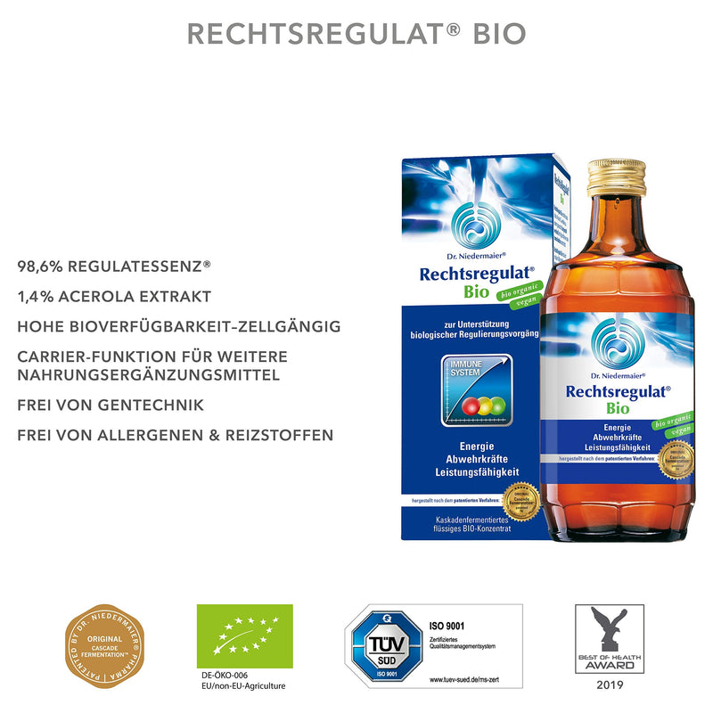 Dr. Niedermaier Rechtsregulat® Organic I contains natural vitamin CI strengthening the immune system I fermented enzymes for biological, purely plant-based immune regulation I 350ml 350 ml (pack of 1) - NewNest Australia