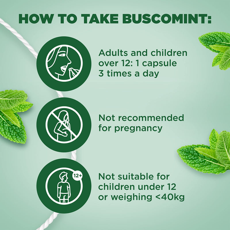 Buscomint 0.2 ml Peppermint Oil IBS Multi Symptom Treatment, Soft Gel Capsules, 24 Count (Pack of 1), 100% Natural Active Ingredient, Preservatives Free 24 Count (Pack of 1) - NewNest Australia