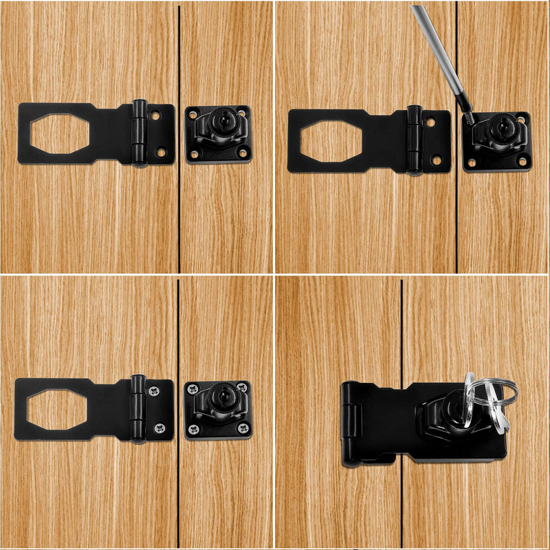 Jiozermi 2 Packs 2.5 Inch Hasp Locks with Keys, Stainless Steel Hasp Latches, Twist Knob Keyed Locking Hasp for Cabinet Small Door, Flat Black - NewNest Australia