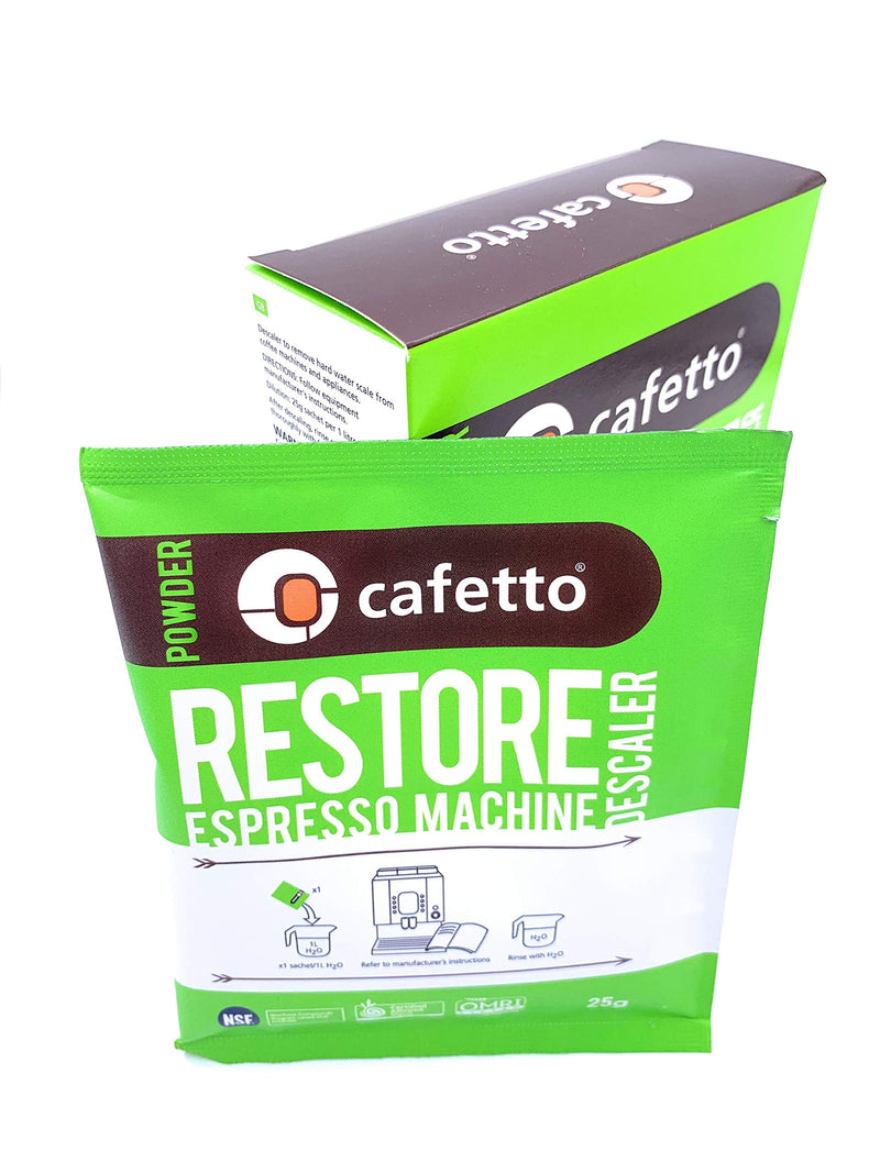 NewNest Australia - Cafetto Restore Espresso Machine Descaler, Coffee Machine Cleaning Powder for Use In Organic Systems (4 Single Use Packets) 4 Single Use Packets 