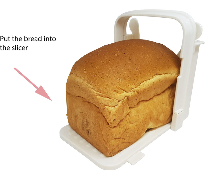 Eon Concepts Bread Slicer Guide For Homemade Bread With Rubber Feet Paddings and E-book | Loaf Cutter Machine - Foldable Adjustable & Customizable to 5 Thickness | Bagel/Sandwich/Toast Slicer | - NewNest Australia