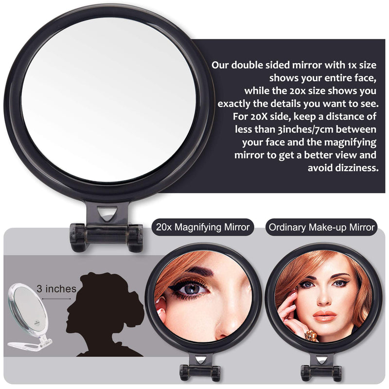 NewNest Australia - Magnifying Mirror 20x / 1x Two Sided, Double Sided Magnifying Mirror with Stand, Magnified Hand Mirror for Makeup, Blackhead/Comedone Removal (5inch,20X/1X,Blue) 5 Inch,20X/1X Blue 