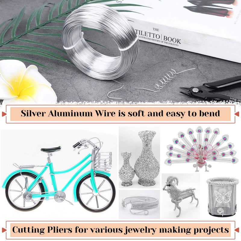 18 Gauge Aluminum Craft Wire Jewelry Making, 328 FT Metal Wire Armature Bendable Wire for Bonsai Trees, Sculpting, DIY Crafts Beading Floral (Silver, 1 mm Thickness) silver 2 - NewNest Australia