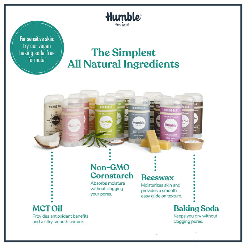 Humble All Natural Deodorant, Aluminum and Paraben Free, Cruelty Free Men’s and Women’s Deodorant, Assorted, 3-Pack 2.5 Ounce (Pack of 3) - NewNest Australia