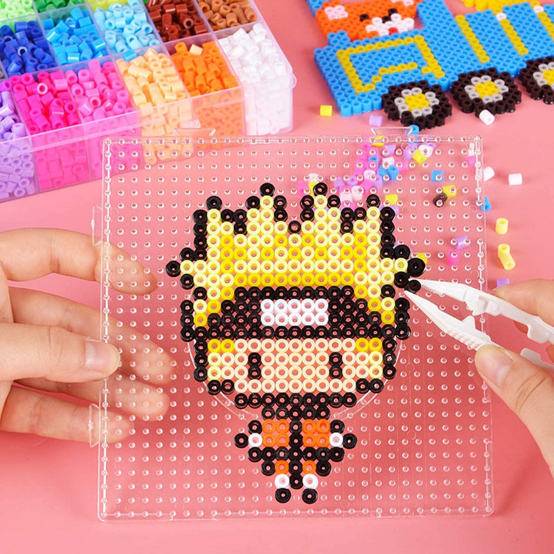 9pcs 5mm Large Square Fuse Beads Pegboards Plastic Beads Boards with Ironing Paper, Beads Tweezers for Kids Craft Beads 9 - NewNest Australia