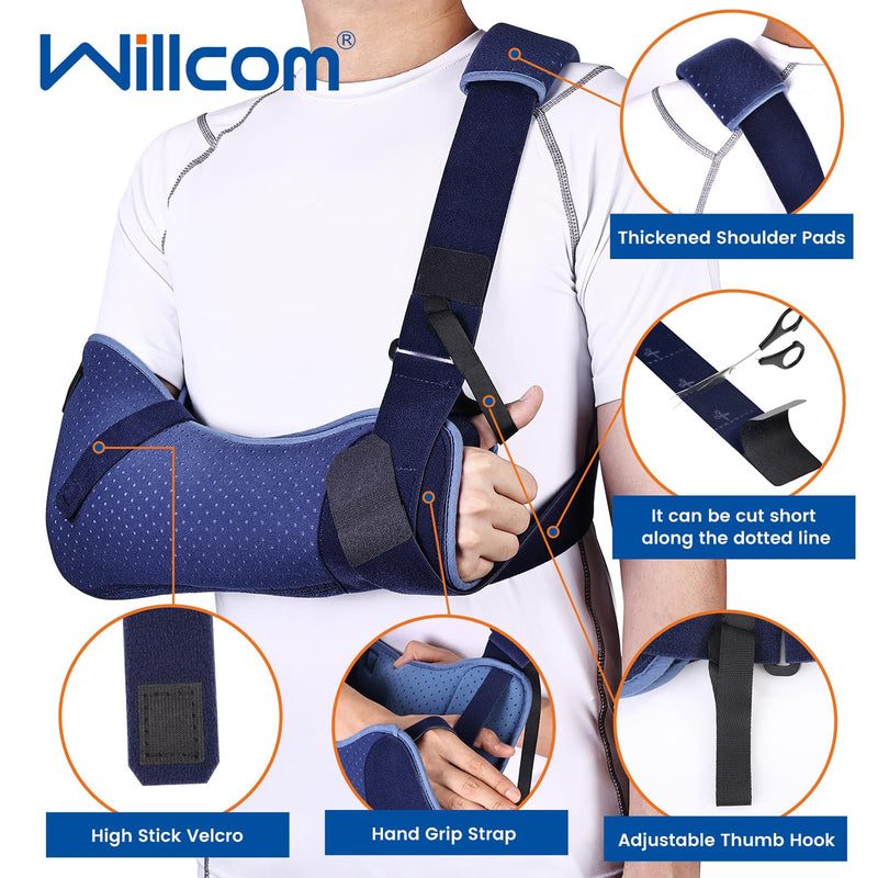 Willcom Arm Sling Shoulder Injury Immobilizer, Medical Sling with Waist Strap for Men and Women, Support Brace for Rotator Cuff Torn Hand Wrist Elbow Clavicle Post-Surgery Gifts (Medium) M - NewNest Australia