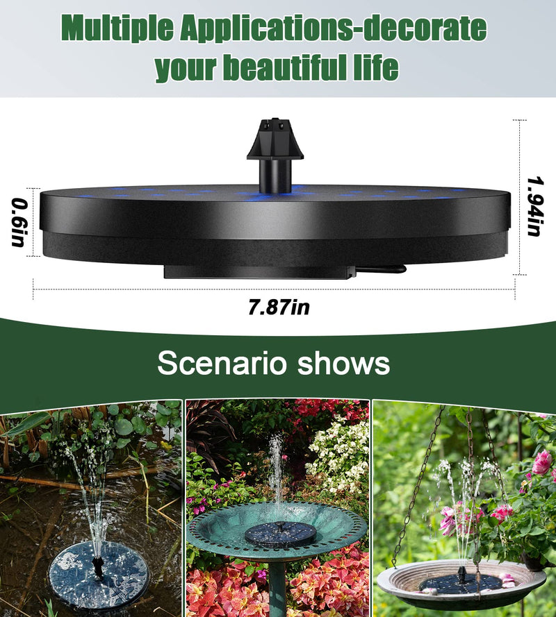 SZMP Solar Fountain Innovative Six-Pointed Star Colorful Light, 4W Solar Powered Fountain Pump with 7 Nozzle & 4 Fixer, Solar Bird Bath Fountain with Battery for Garden, Pond, Pool, Fish Tank, Outdoor - NewNest Australia
