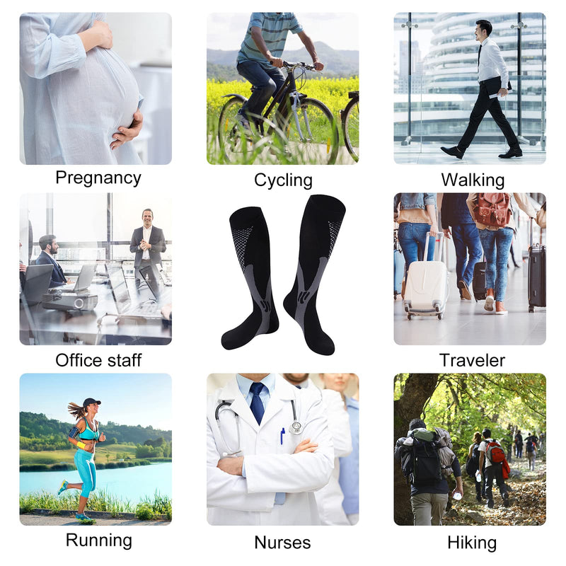 Odtmger Compression Stockings For Men And Women (2 Pairs) Compression Stockings 20-30 Mmhg Support Socks Knee-High Padded Graduated Support Socks For Running, Sports, Travel (Xxl, Black) - NewNest Australia
