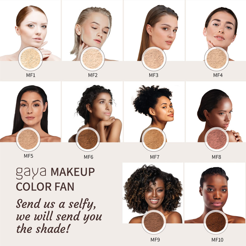 Vegan Buildable Mineral Powder Foundation– Light to Full Coverage, Cruelty-Free Face Makeup Enhances All Skin Types – Smooth Natural-Looking Makeup Foundation Doesn’t Clog Pores by Gaya Cosmetics MF1 - NewNest Australia