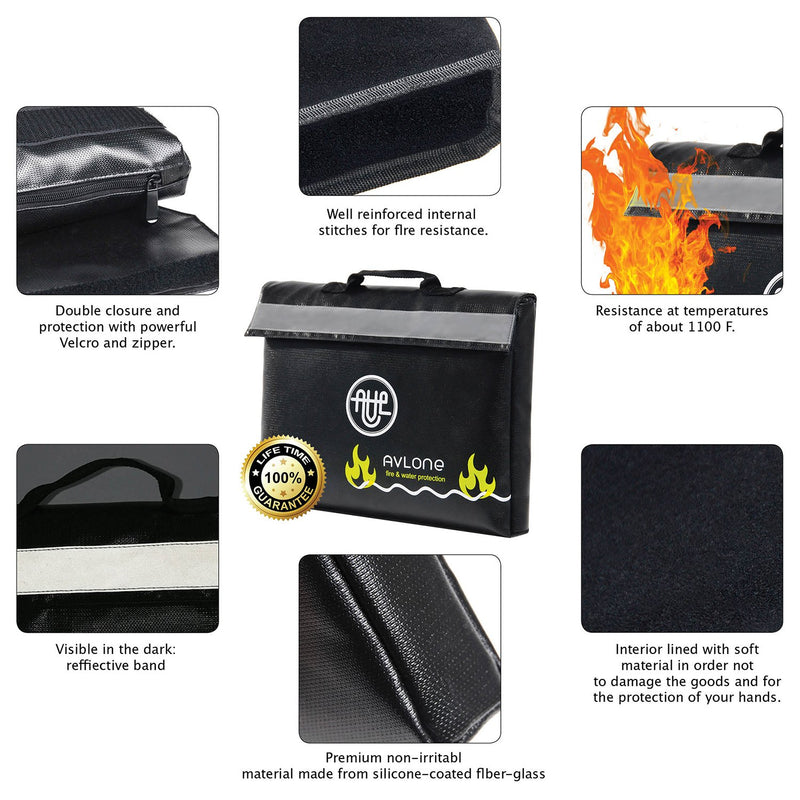 Fireproof and Waterproof Money and Important Documents Bag, Black, Size No Size - NewNest Australia