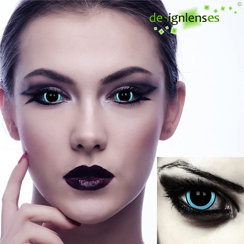 DESIGNLENSES Blue Black Large Colored Contact Lenses, Mini Sclera 17mm Diameter, 1 Pair (2 Pieces) + Storage Case (Galactic) Galactic - NewNest Australia