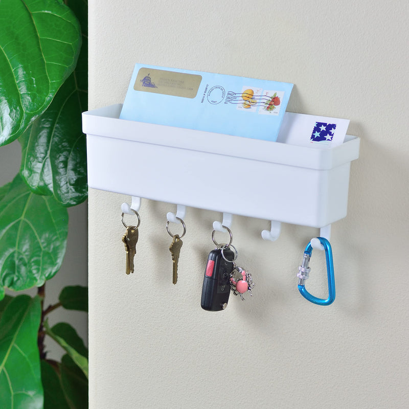 Youngever Plastic Key Holder for Wall, Entryway Mail Holder with 5 Key Hooks, Wall Storage Organizer - NewNest Australia