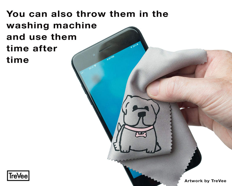 TreVee Microfiber Cleaning Cloth - Microfiber Cloth Fabric Cleaner for Polishing Lens, Eyeglasses, Phone, Computer Monitor, Laptop Screen - Cute Dog Design in Blue, Pink, Green, Yellow - 10-Pack, 6x6" - NewNest Australia