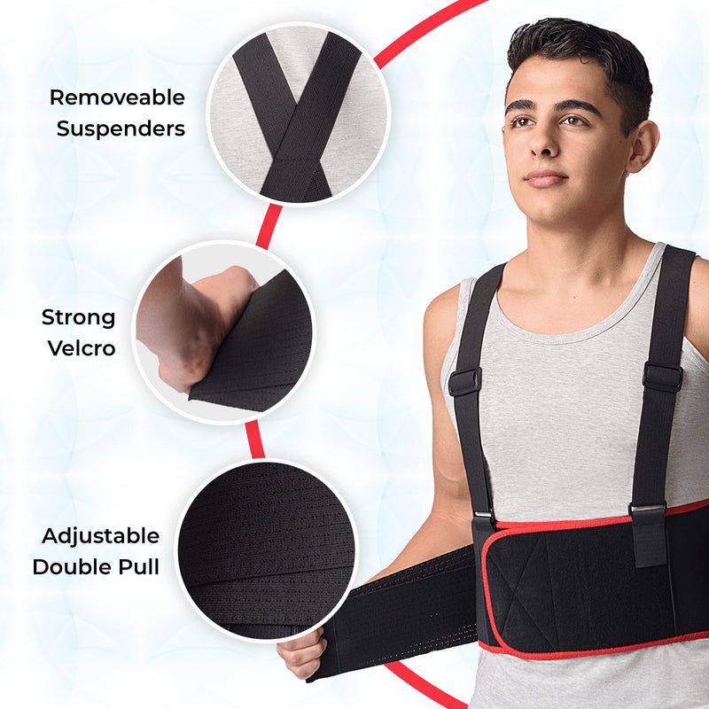 MAXAR Deluxe Work Belt, Lower Back Support Brace, Spring Metal Stays, Support Belt for Sciatica, Herniated Disc, Lumbosacral Back Pain Relief & Heavy Lifting, IBS-3000 Small, Black - NewNest Australia