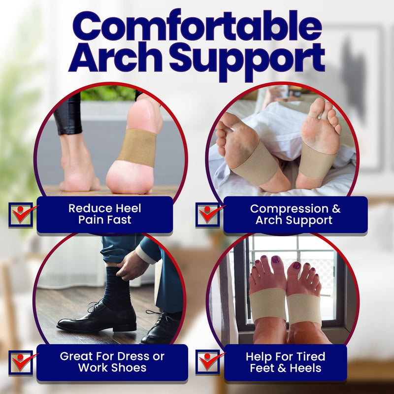 Plantar Fasciitis Brace Arch Supports – Effective Foot and Heel Pain Relief Sleeves Helps Sore Heels Spurs, Flat Feet and High Arches Comfortable Copper Infused Beige Copper Arch Support - Beige - NewNest Australia